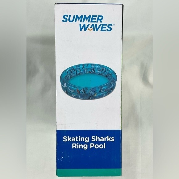 Inflatable 2-Ring Shark Print Pool 3.8' Great for Kids or Dogs New Ball Pit - Picture 3 of 4